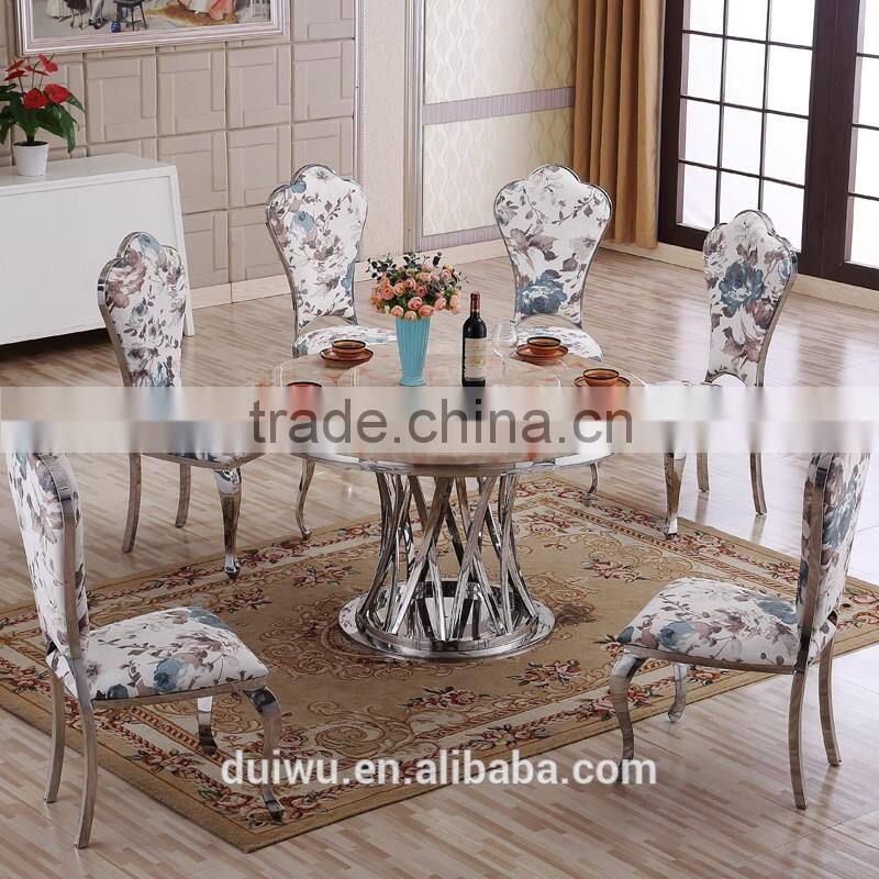 Wholesale modern marble table top steady stainless steel base dining room set