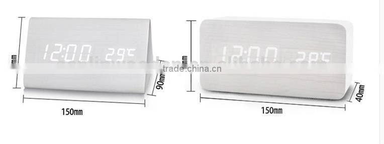 Wooden led digital clock with alarm date temperature sensor