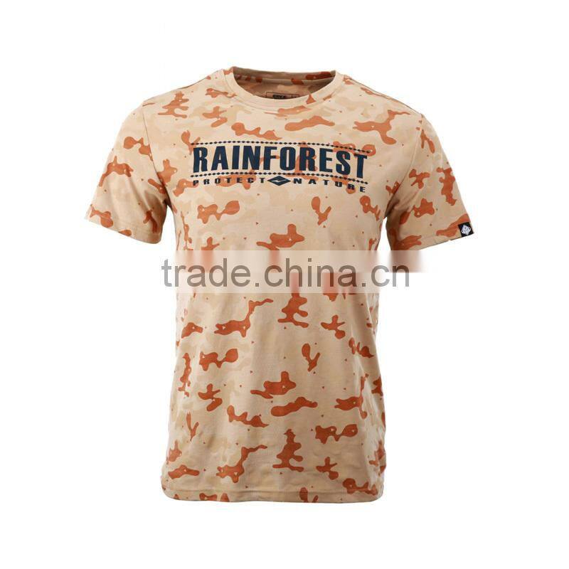 ERKE NEW design summer mens full camo round neck short sleeve cool t shirt with 100% cotton for wholesale