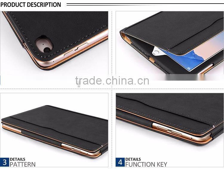 Hot sale free sample fancy book style shockproof stand function leather tablet case for ipad air