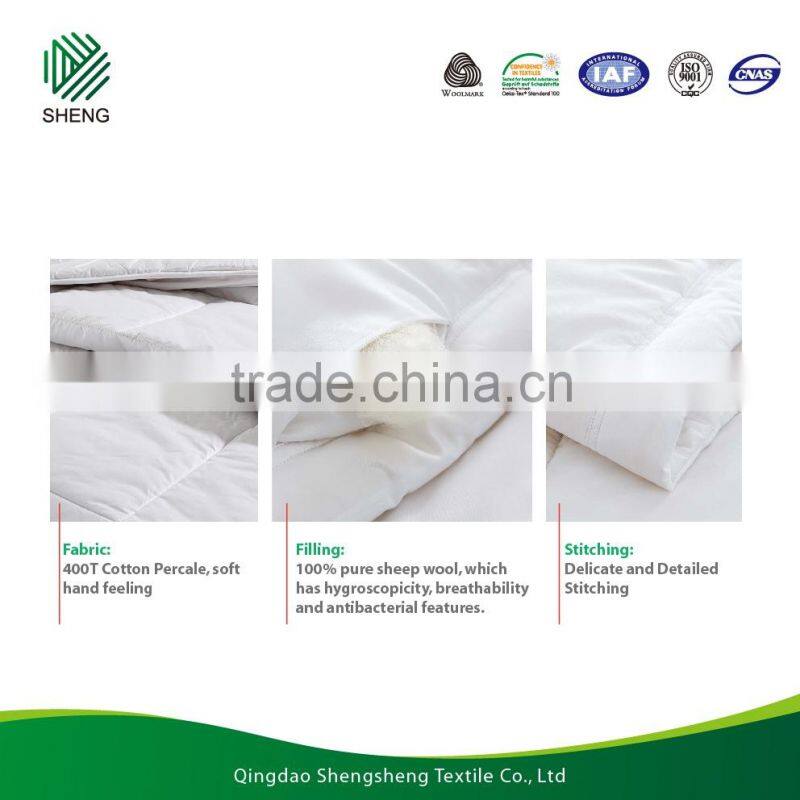 shengsheng washable fine sheep wool duvet stitched quilt in white