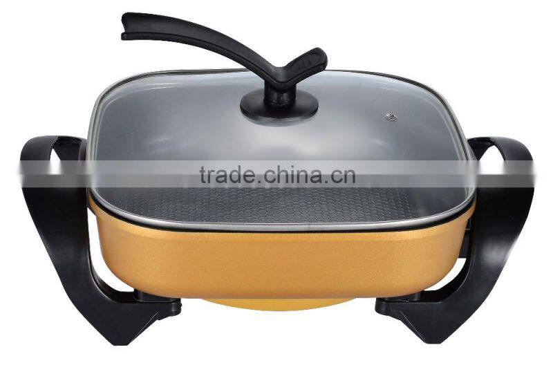 Non-stick aluminium ceremic square electric skillet