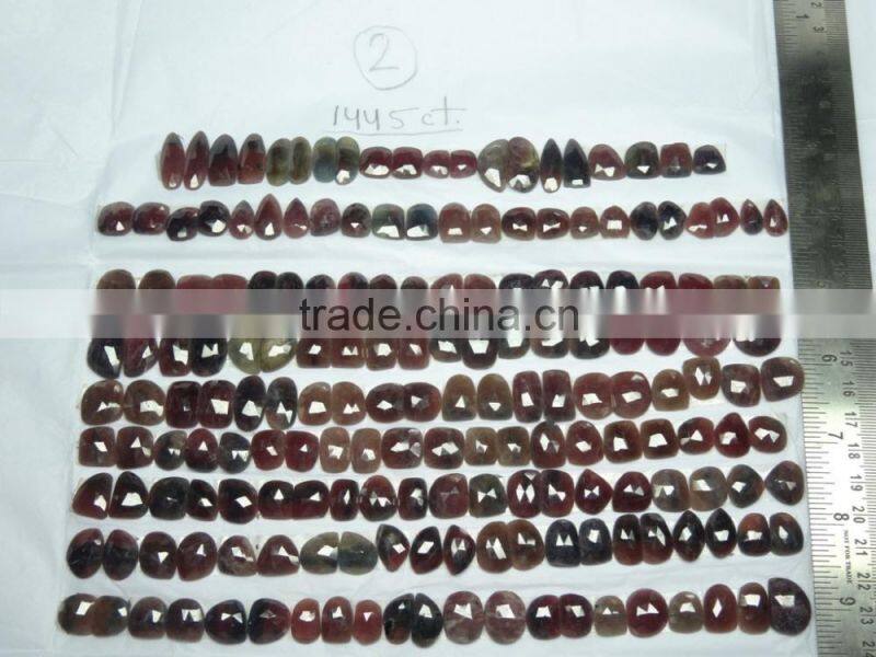 Multi Sapphire Rose Cut Gemstone Irregular shape