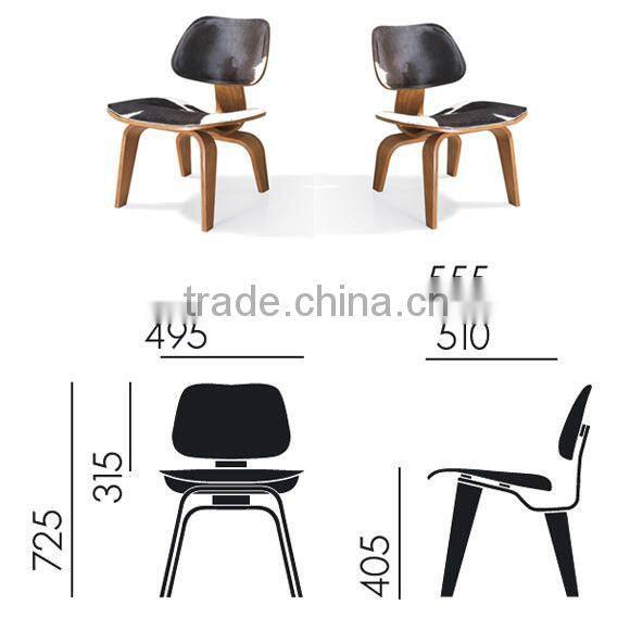 Molded Plywood Chair Cow Leather, Real Leather Upholstered Chair, Genuine Leather Cover Lounge Chair