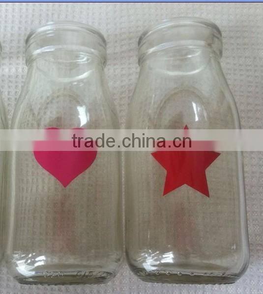 Round hot stamping 210ml milk glass bottle with separate package