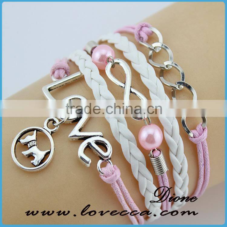 New jewelry fashion leather bracelet infinity love braid bracelet