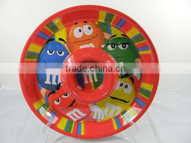 melamine tableware set/melamine chip and dip tray/melamine plate/melamine spoon and fork