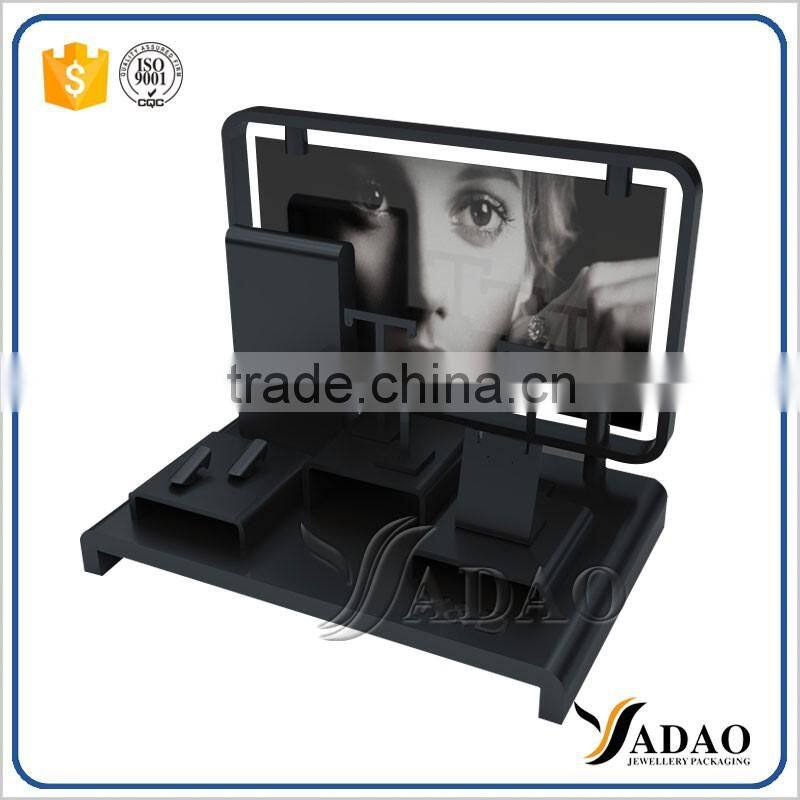 Black customized wholesales acrylic jewelry display cases set