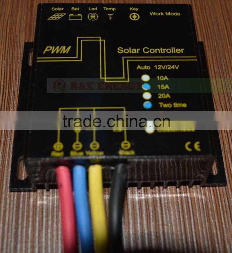 Waterproof solar controller for PV system, 10A/15A/20A solar charge controller, 12V/24V auto distinguish, LED display
