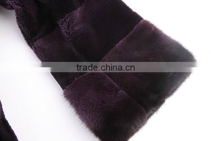 Hot sale long rabbit sheaing fur coat for winter overcoat