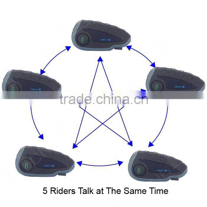 SZwinzon V8 Motorcycle Bluetooth Helmet Intercom Headset 5 Riders Talk at The Same Time Remote Control NFC FM 1200M