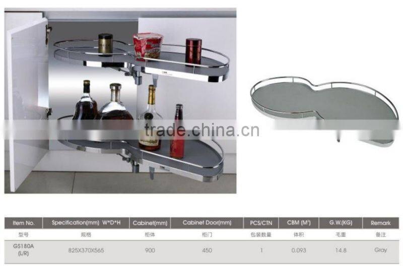 Made in China new kitchen hardware fitting lazy susan iron chrome swing trays
