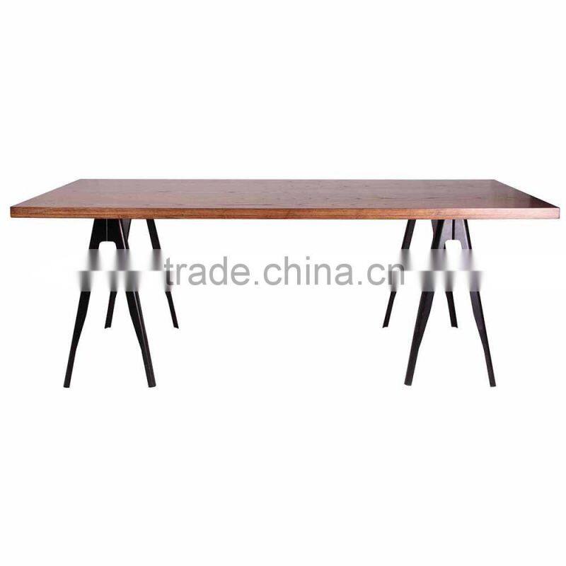 2015 China Wholesale wooden dining table with steel legs