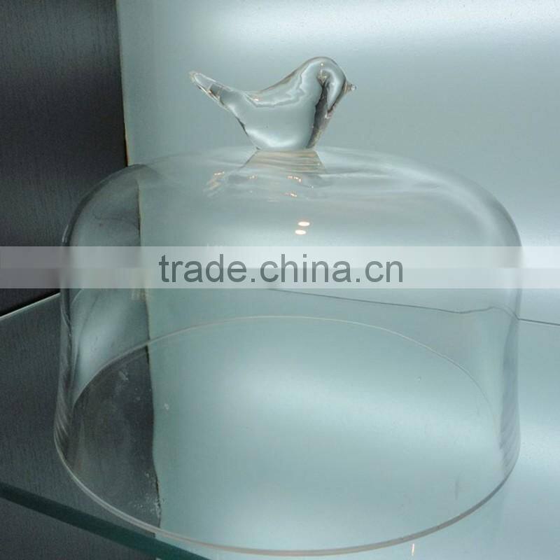 home decoration indoor Glass bell jar dome with bird top