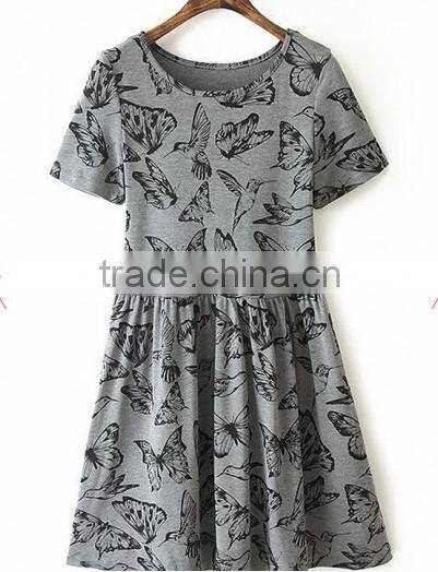 White Polka Dot V-neck Three Quarter Length Sleeve Dress