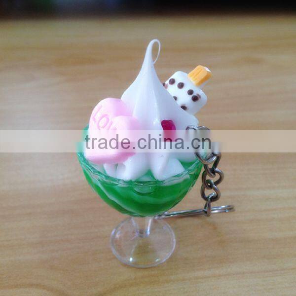 Artificial/Fake/Simulate ice cream cake keychains/keyrings for mobile phone accessory in arts and crafts for summer holiday