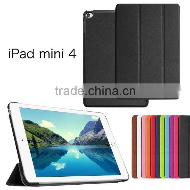 Quality Karst Texture Leather for iPAD MINI 4 MINI4 Leather Case foldable smart case Business Protective case PC+ PU