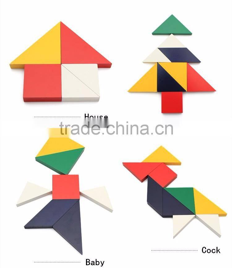 Wooden montessori education toy tangram jigsaw puzzle