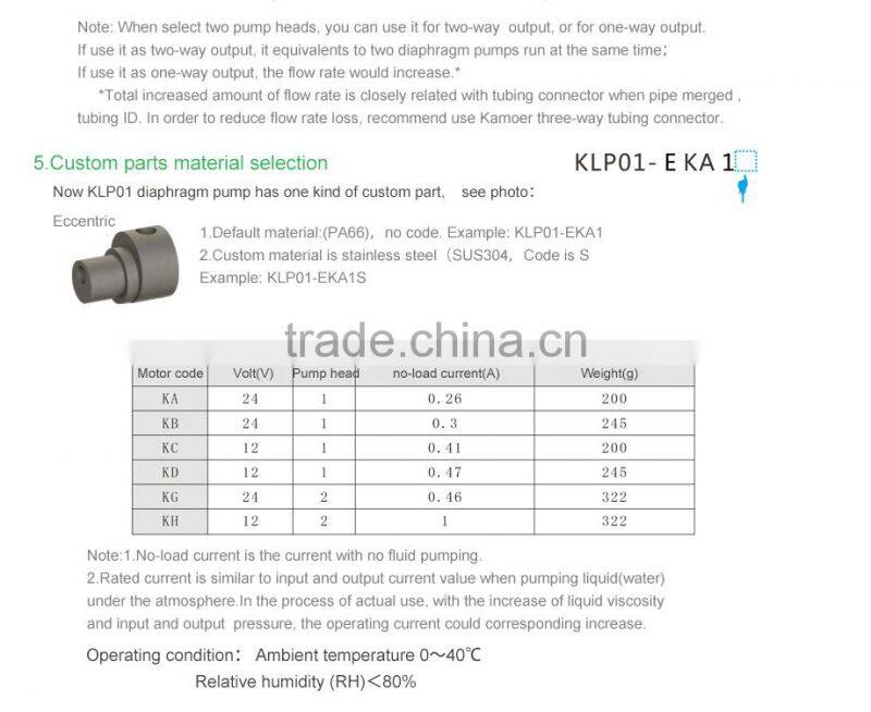 Kamoer KLP01 mini dc semi-automatic liquid diaphragm pump