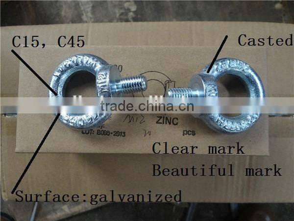 wells factory DIN580 M24 forged heavy duty galvanized eye bolt and nut