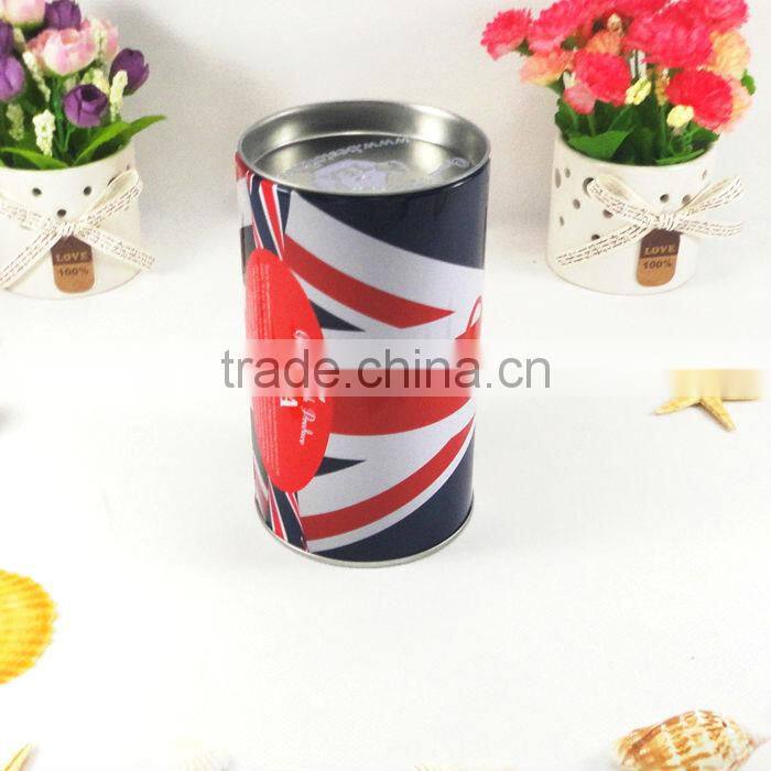flag design beautiful tea tin box mainly for superb clients