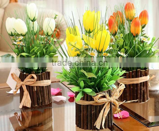 New design wedding decorative silk flowers artificial potted tulips