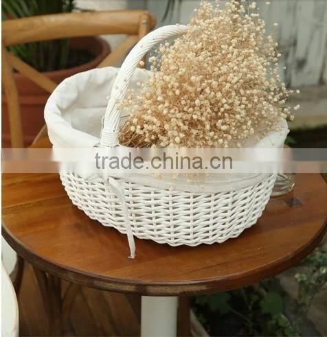 wholesale white wicker basket with handle wicker shopping basket