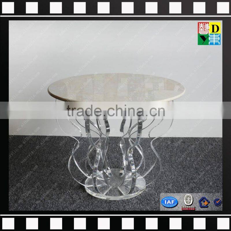 Clear acrylic leg marble center table customzied PMMA coffee side table for wholesale from china manufacturer