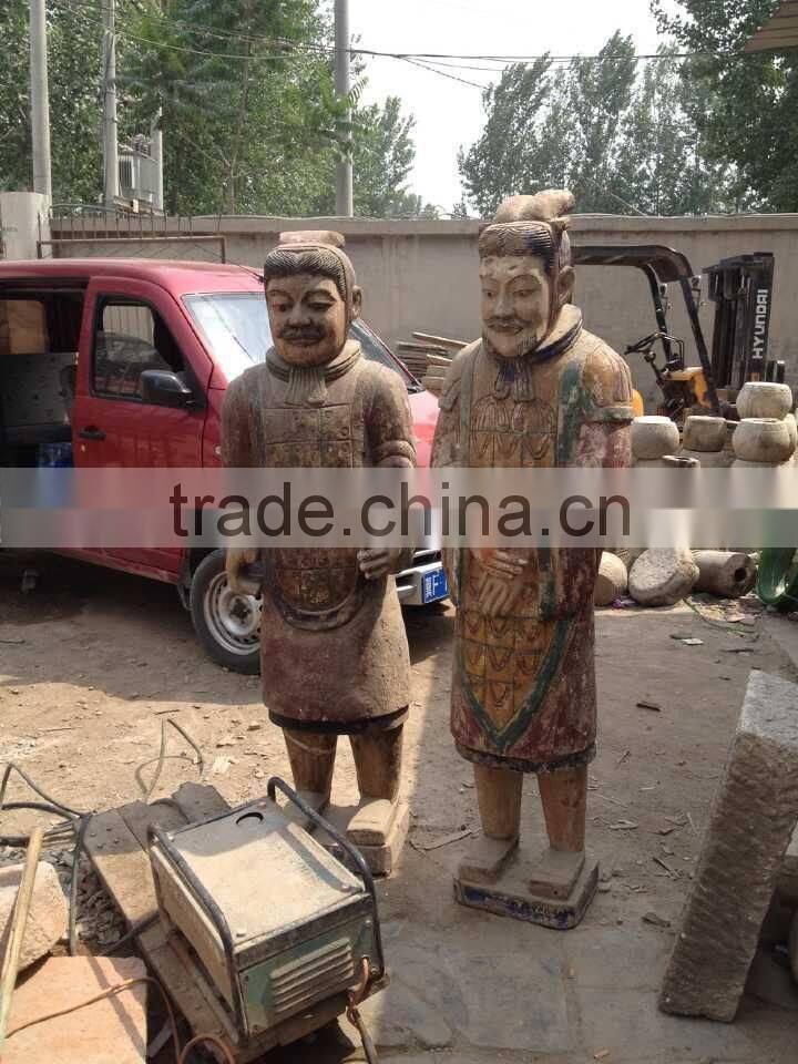 Antique wooden carving statues,Wood Terracotta Warrior sculptures