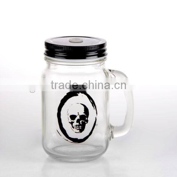 15oz Glass Mason Jar with owl decal