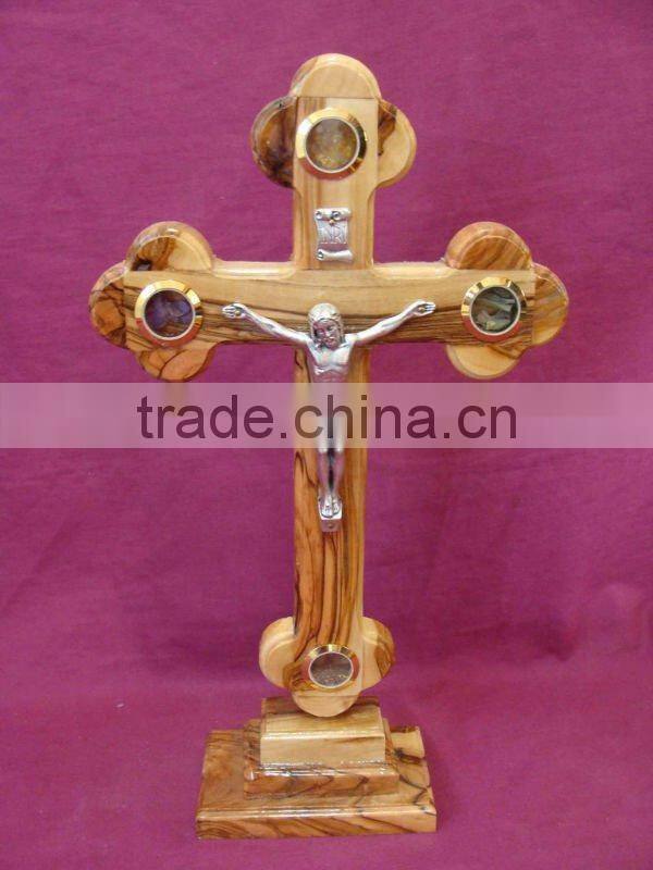 Large decorative standing crucifix wooden cross