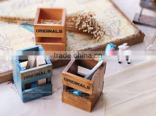 do old zakka wooden pen container or sundry box