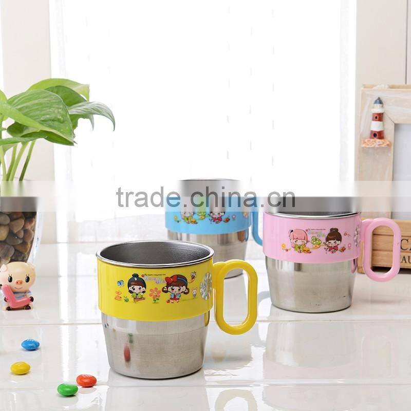 lovely stainless steel double wall vacuum mug for kids