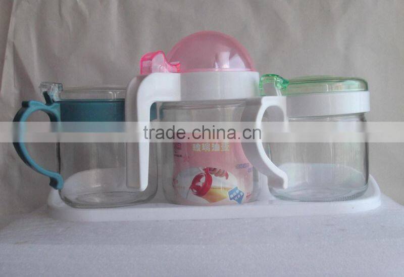 3pcs glass salt pepper spic jars sets