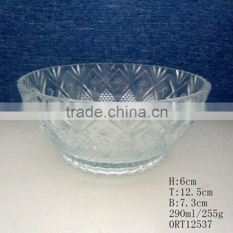 Clear glass candy bowl with decall round glass candy bowl