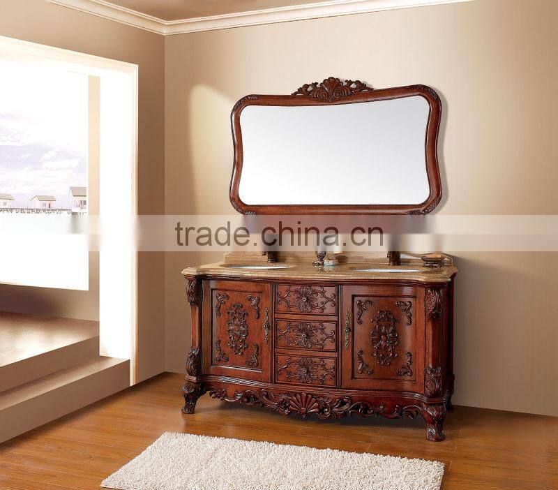 American style vanities bathroom,Hand carved wood bath cabinet,Traditional vanity unit mirror cabinet(BF08-4135)