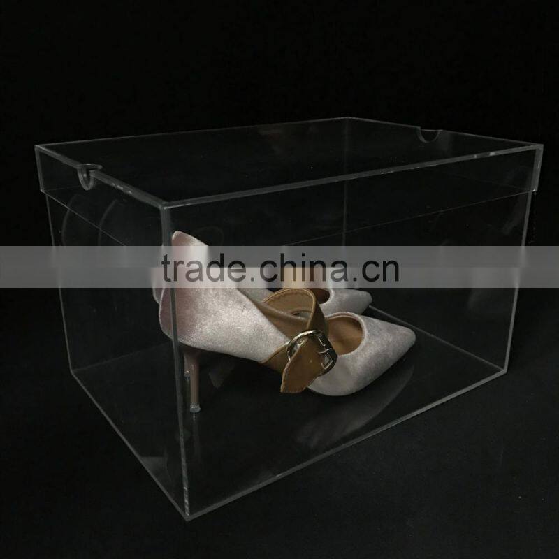 2017 oem custom acrylic storage with lid shoe box