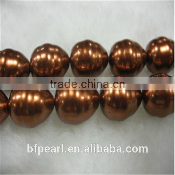 Coffee Teardrop Shaped Pearls Beads in Oyster Shell