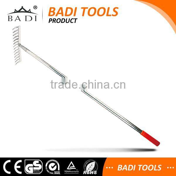 all stainles steel 14pcs teeth long handle garden digging leaf rake