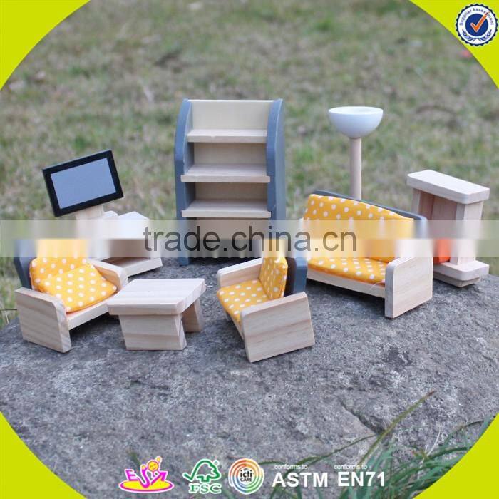 Wholesale kids furniture toys wooden doll house furniture best children wooden miniature doll house furniture W06B055-S