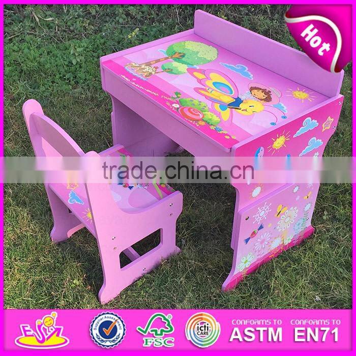 2016 new design baby wooden study desk., fashion kids wooden study desk, popular chidlren wooden study desk W08G179