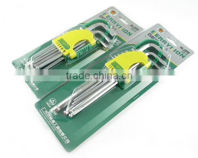 BERRYLION CRV steels 9pcs hex key wrench long arm leng set with polished design