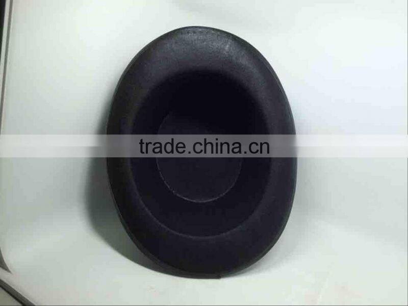 Fashion black round top hat with custom printing logo ribbon