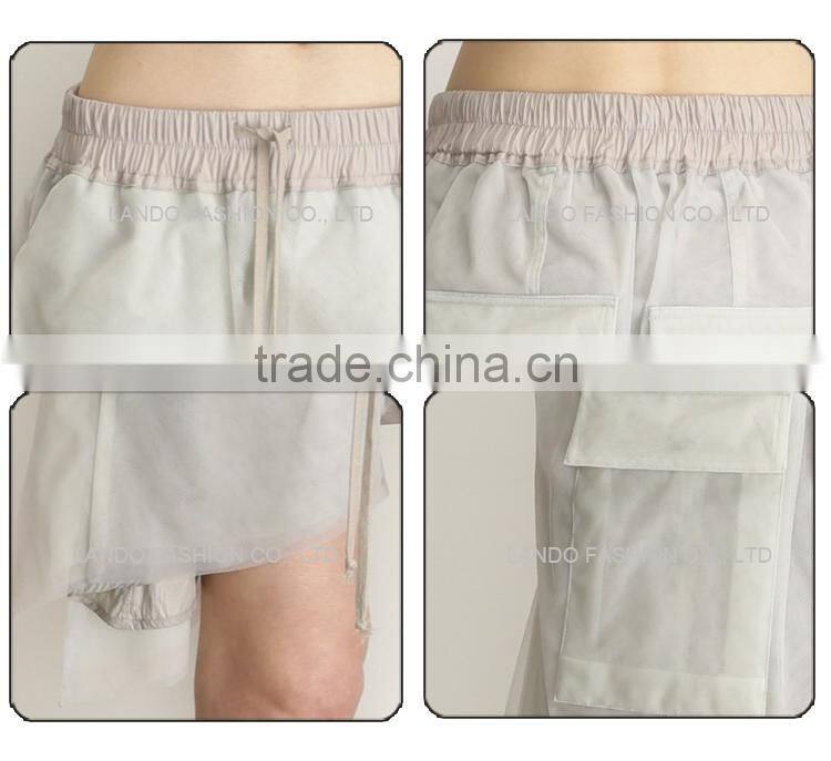thin chiffon fabric special design UK high street ladies shorts