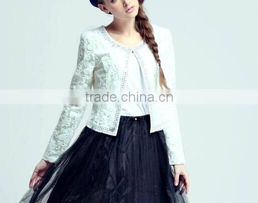 latest ladies quality coat white sheer wholesale factory organza coat