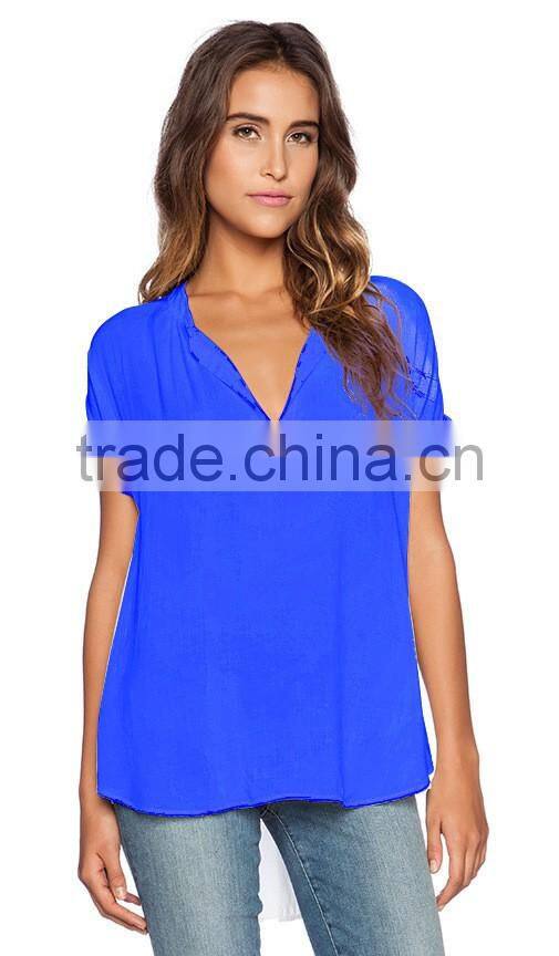 fashion ladies white blouse summer short sleeve chiffon women shirts