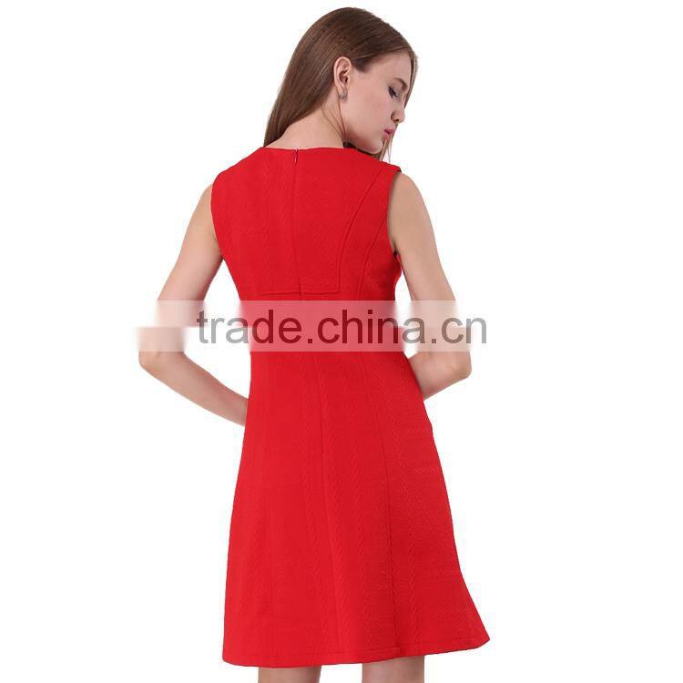 2017 office casual pictures sleeveless dress for ladies