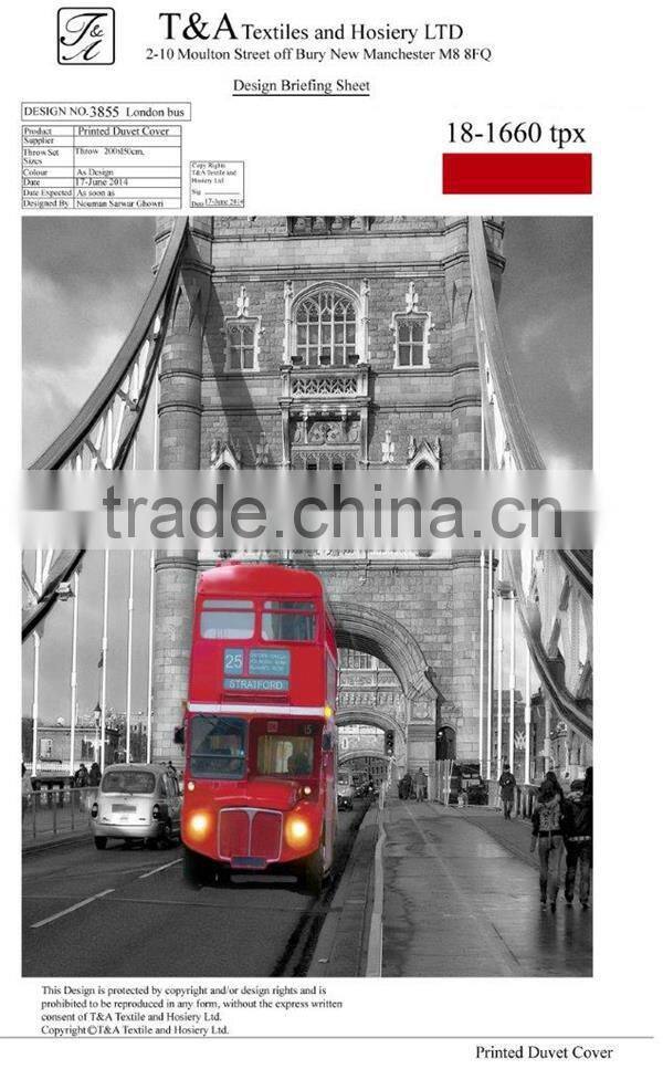 Popart design fleece blanket London bus throw blanket