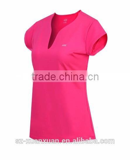 Wholesale candy color shirt body tight v-neck sportsware T-shirt for women