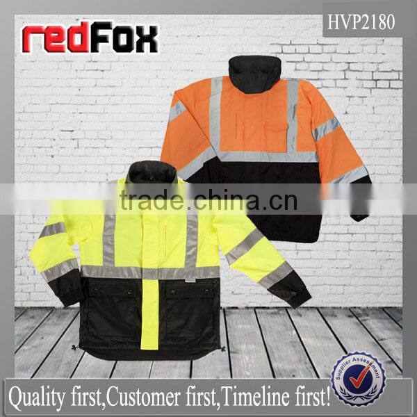 Hi viz soft shell waterproof reversible jacket